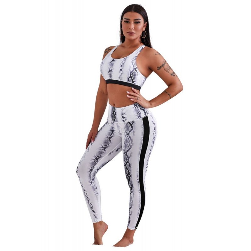 Snaking Around Snake Print Athletic Crop Vest Leggings Set