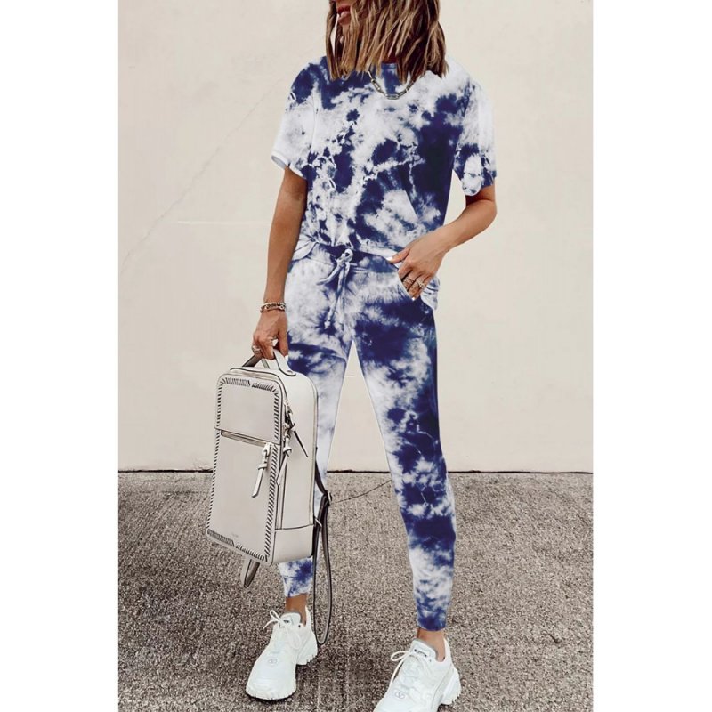 Blue Tie-dye Tee and Sweatpants Sports Wear