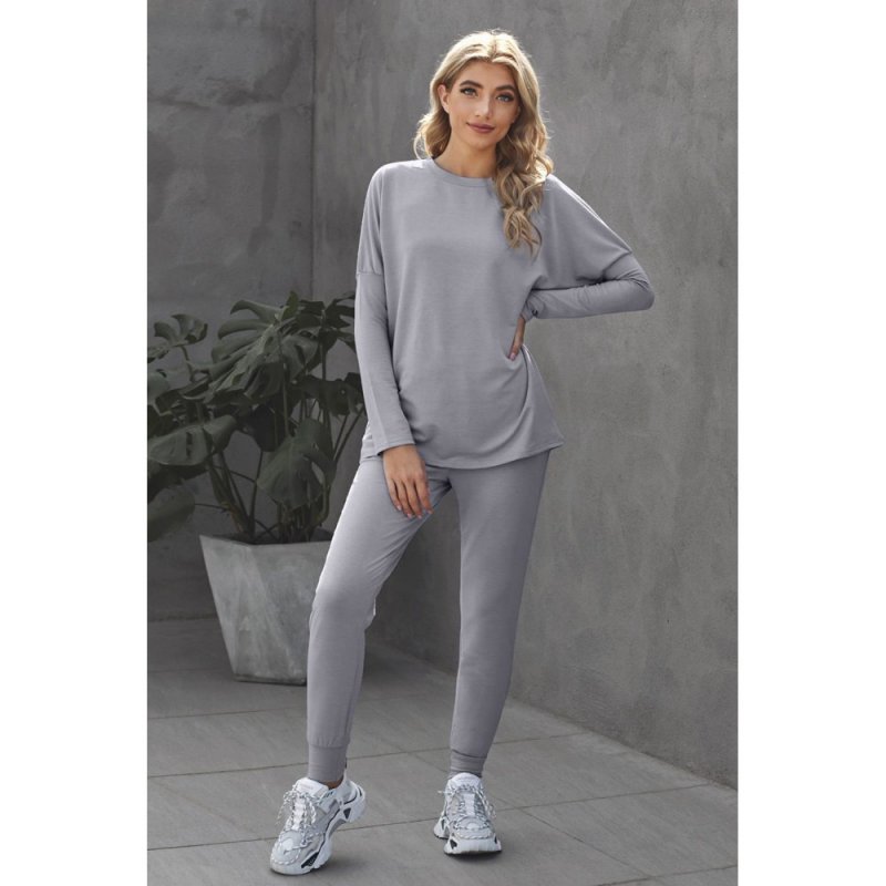 Gray Star Print Two-Piece Set Sports Wear