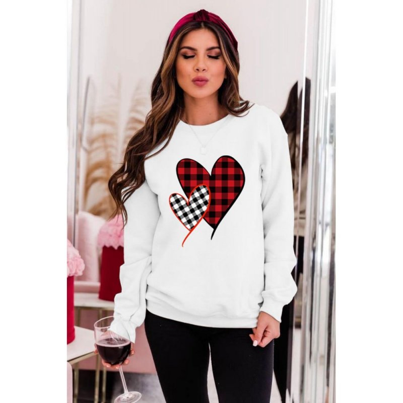 White Plaid Valentine's Heart Pattern Sweatshirt