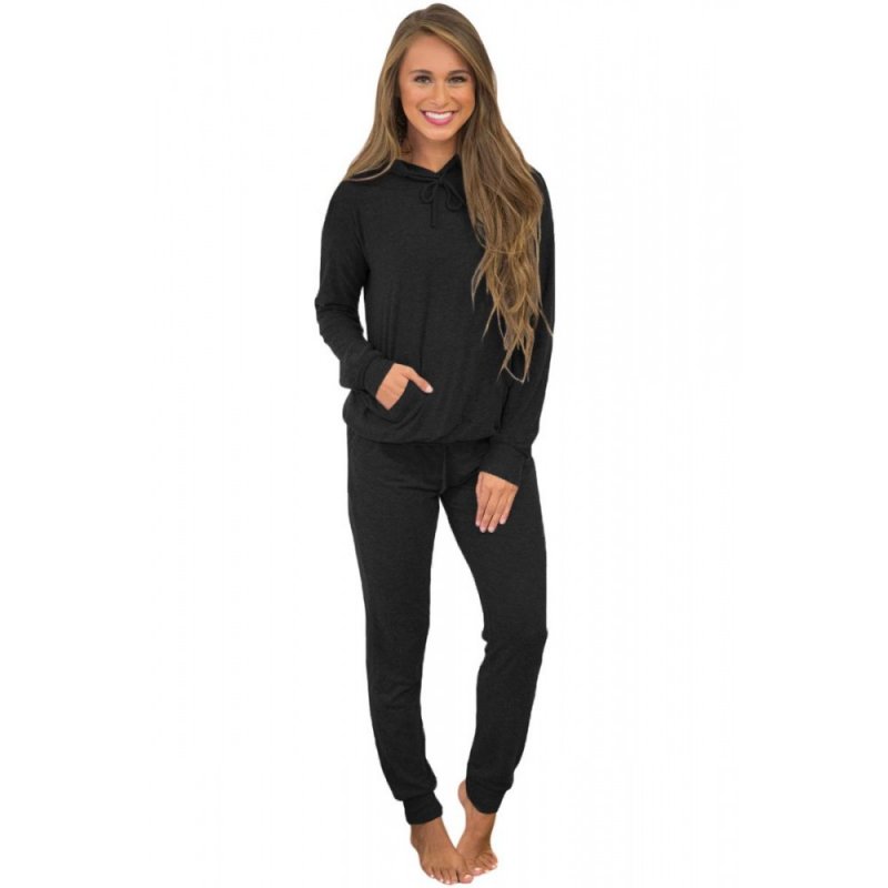 Black Loungewear Hoodie and Joggers Set