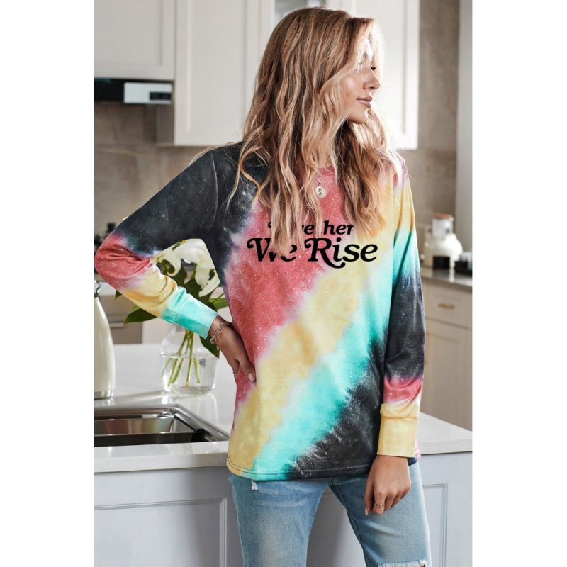 Red Letter Tie-dyed Print Long Sleeve Sweatshirt