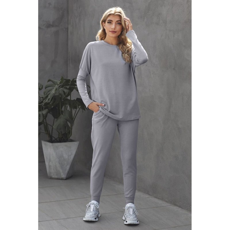 Gray Star Print Two-Piece Set Sports Wear