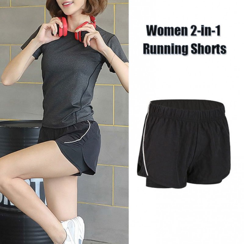 Women Running Shorts 2-in-1 Coverage Layer Liner Lounging Sport Yoga Leggings Fitness Gym Home Sportswear