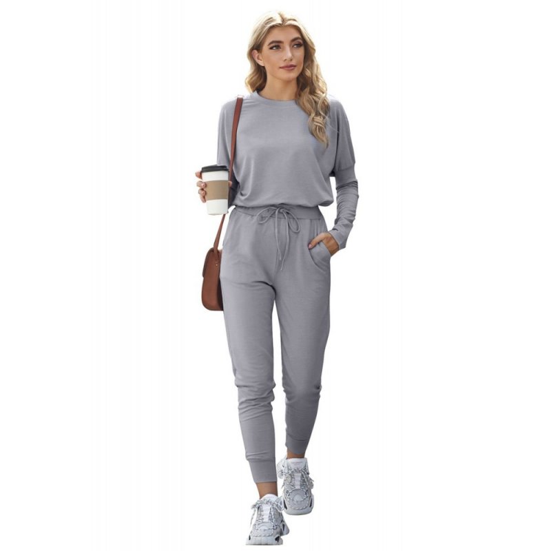 Gray Star Print Two-Piece Set Sports Wear