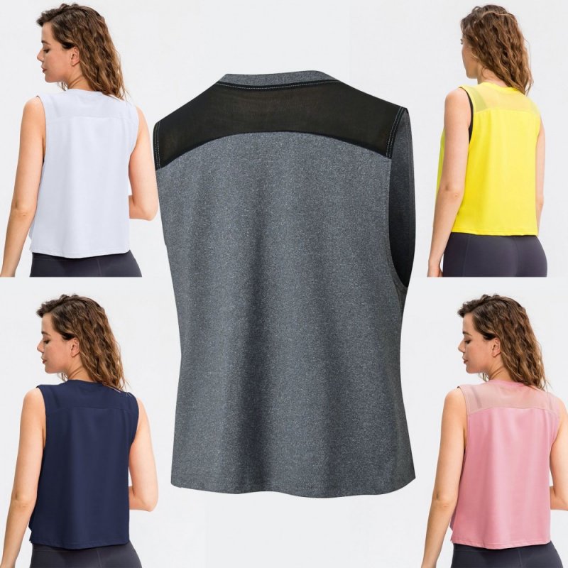 Women Workout Tank-Tops Mesh Quick Dry Stretch Loose Running Exercise Gym Yoga Tops Athletic Shirts